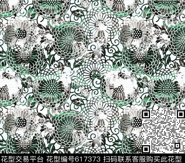 花纹变色朦胧数码印花华亿平台下载（图片编号: 617373） - 瓦栏（Walan）