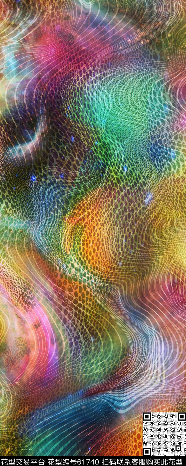 绚丽迷幻光线数码印花华亿平台下载（图片编号: 61740） - 瓦栏（Walan）