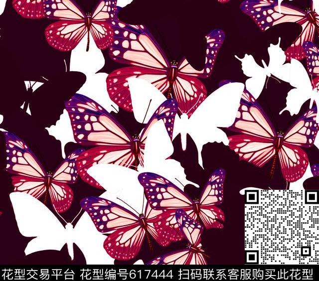 蝴蝶的组合性感神秘数码印花华亿平台下载（图片编号: 617444） - 瓦栏（Walan）