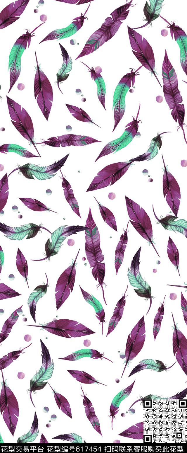 美妙羽毛。飘逸数码印花华亿平台下载（图片编号: 617454） - 瓦栏（Walan）