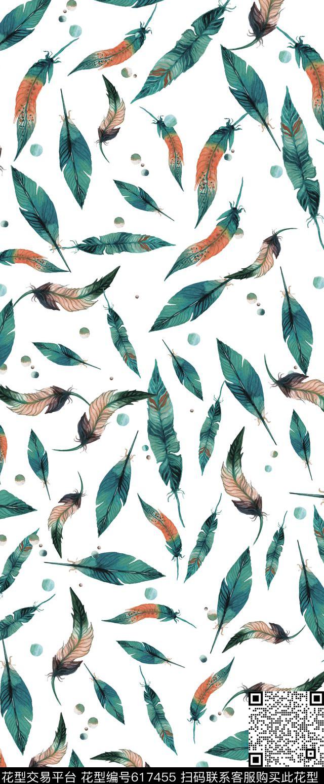 美妙羽毛。飘逸数码印花华亿平台下载（图片编号: 617455） - 瓦栏（Walan）