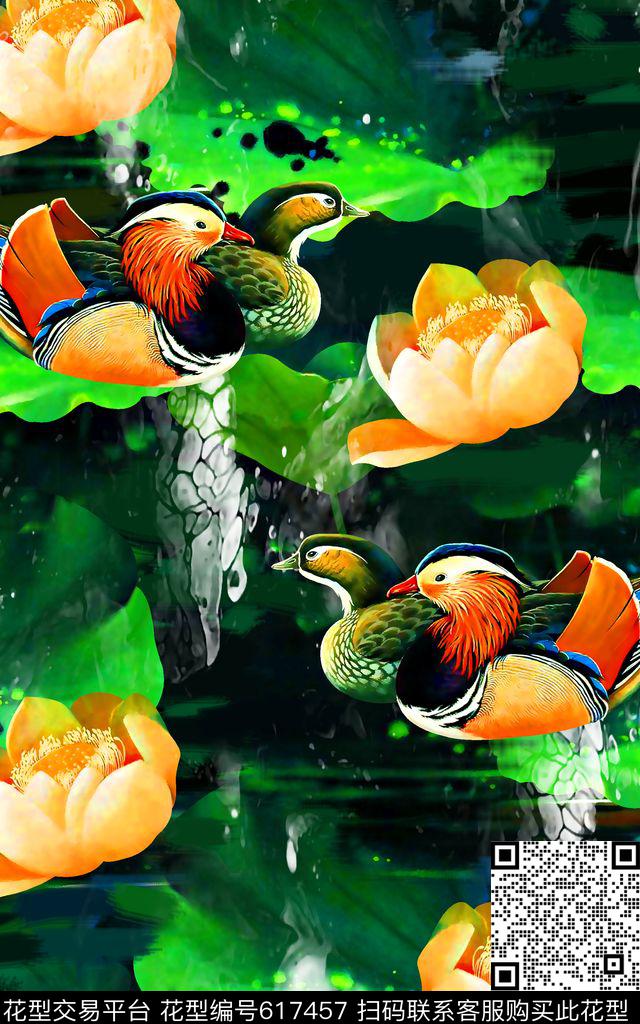 抽象几何清爽梦幻艺术平底立体手绘满版最新高清数码蕾丝民族中国风绣花珠宝肌理时尚潮

流大牌复古欧美风荷花水鸟数码印花华亿平台下载（图片编号: 617457） - 瓦栏（Walan）