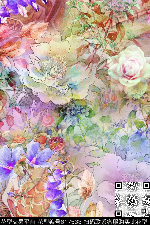 零点--女装大花女装数码印花华亿平台下载（图片编号: 617533） - 瓦栏（Walan）