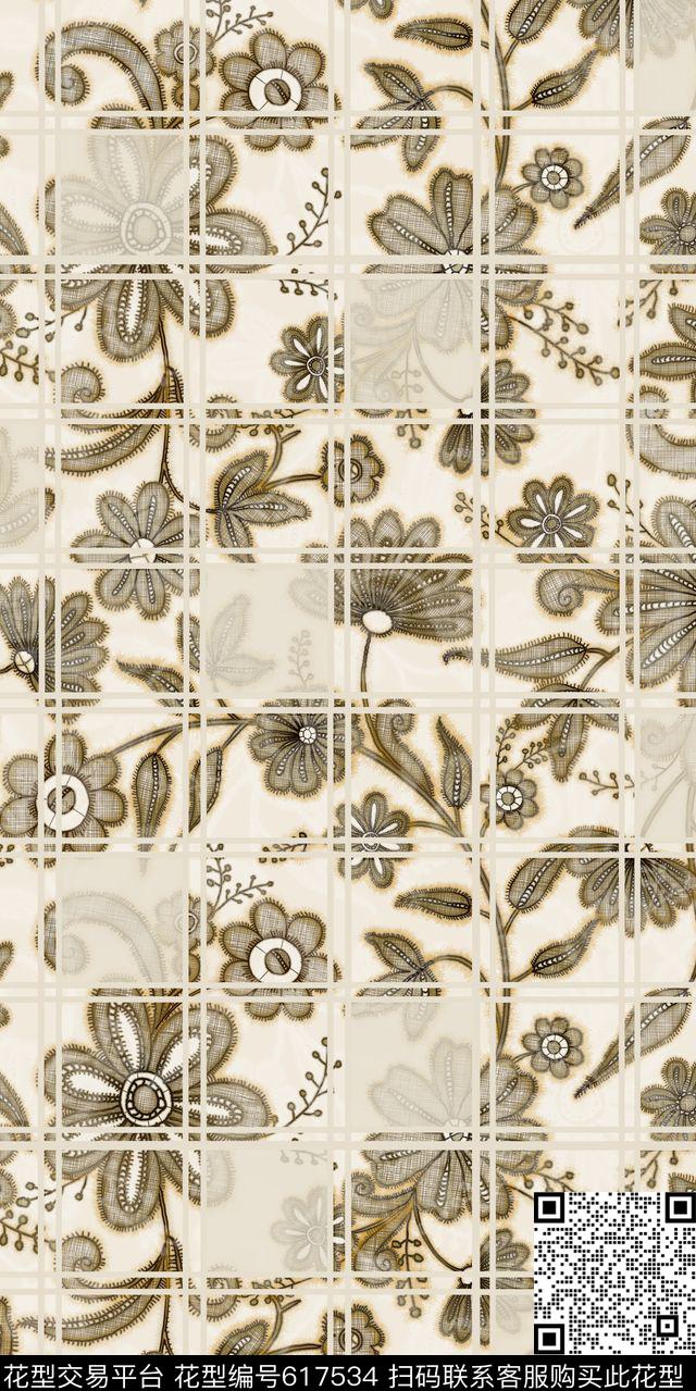 条纹女装花朵数码印花华亿平台下载（图片编号: 617534） - 瓦栏（Walan）