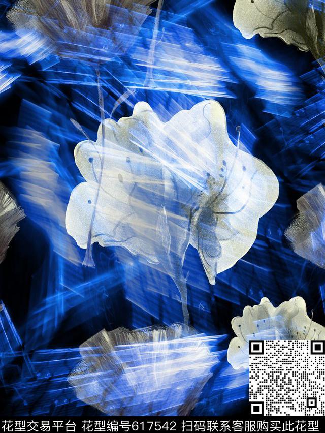 复古、手绘、花朵数码印花华亿平台下载（图片编号: 617542） - 瓦栏（Walan）