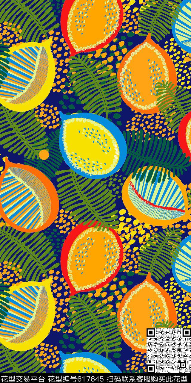 休闲水果花卉丝巾数码印花华亿平台下载（图片编号: 617645） - 瓦栏（Walan）