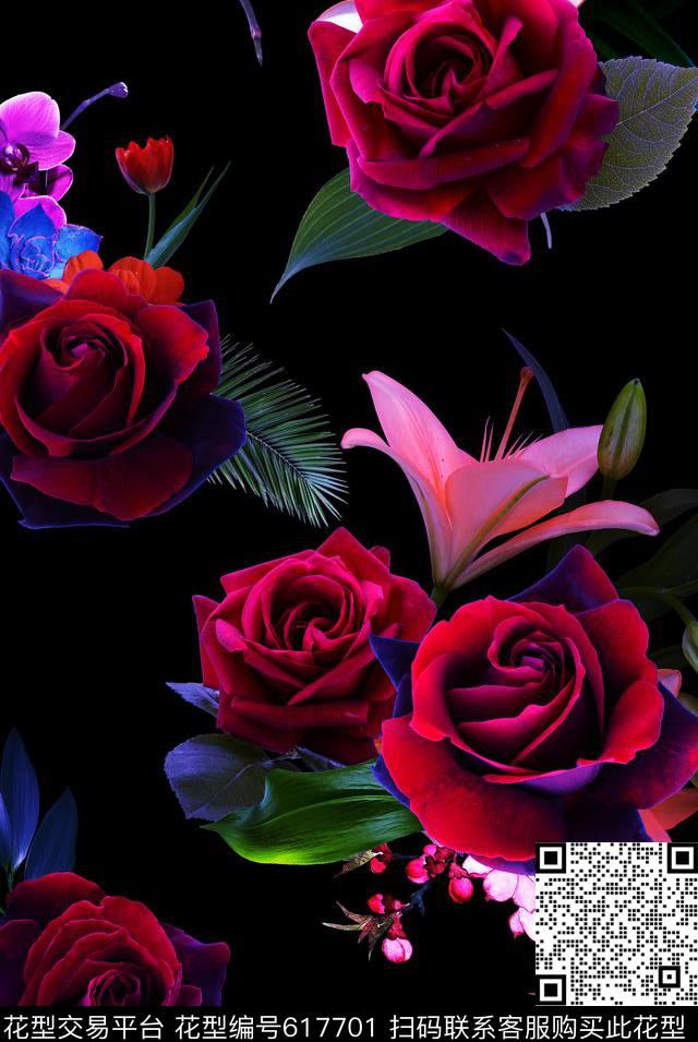 大花底色分离厚重数码印花华亿平台下载（图片编号: 617701） - 瓦栏（Walan）