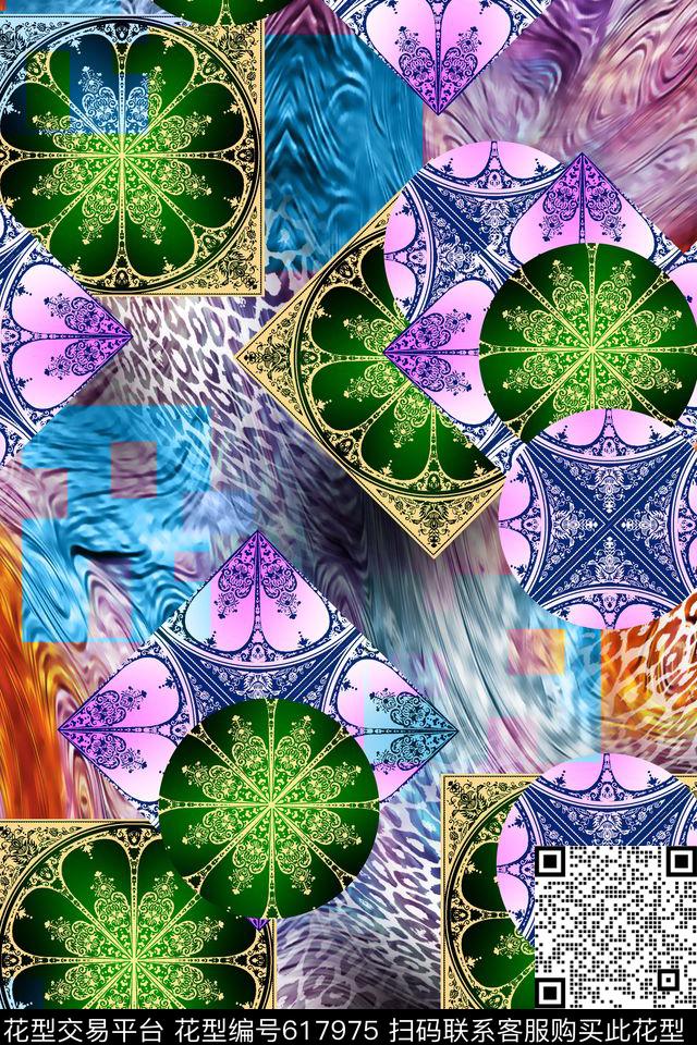 不规则几何几何格子数码印花华亿平台下载（图片编号: 617975） - 瓦栏（Walan）