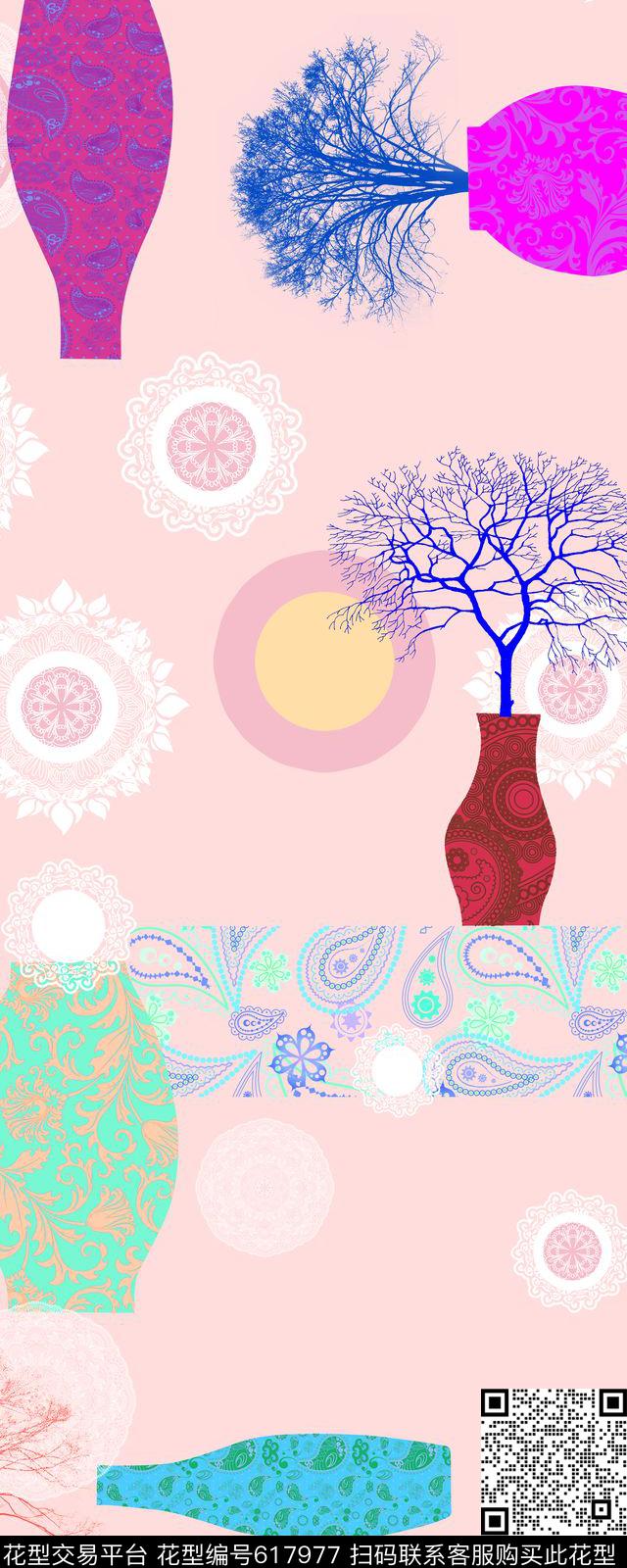 蕾丝佩斯利树数码印花华亿平台下载（图片编号: 617977） - 瓦栏（Walan）