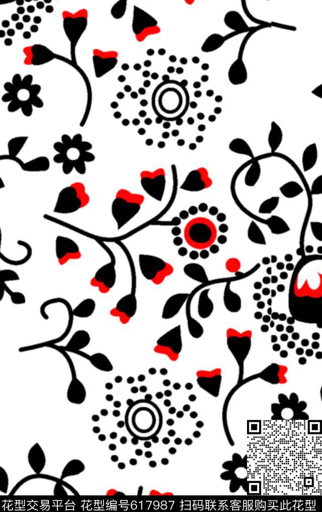 水仙花大花兰花传统印花华亿平台下载（图片编号: 617987） - 瓦栏（Walan）