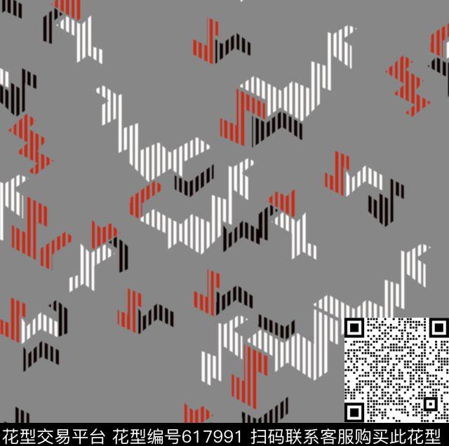 解构几何线条传统印花华亿平台下载（图片编号: 617991） - 瓦栏（Walan）