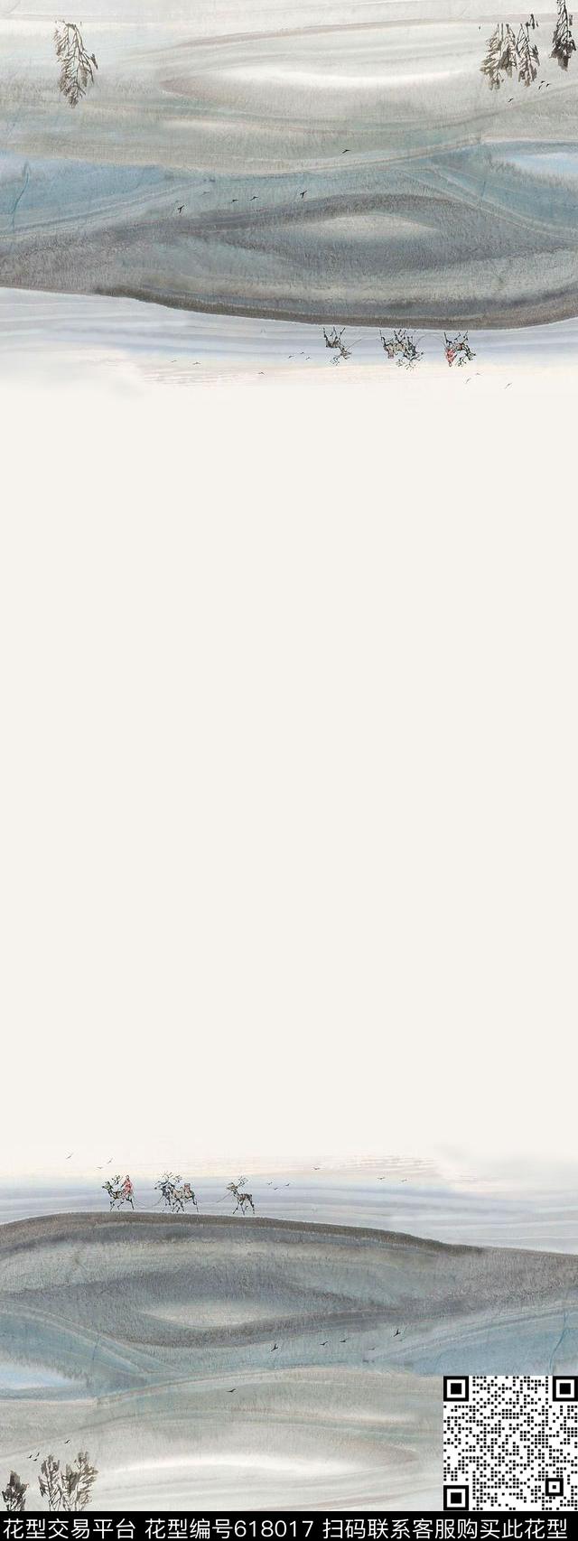 旗袍双边定位风景数码印花华亿平台下载（图片编号: 618017） - 瓦栏（Walan）