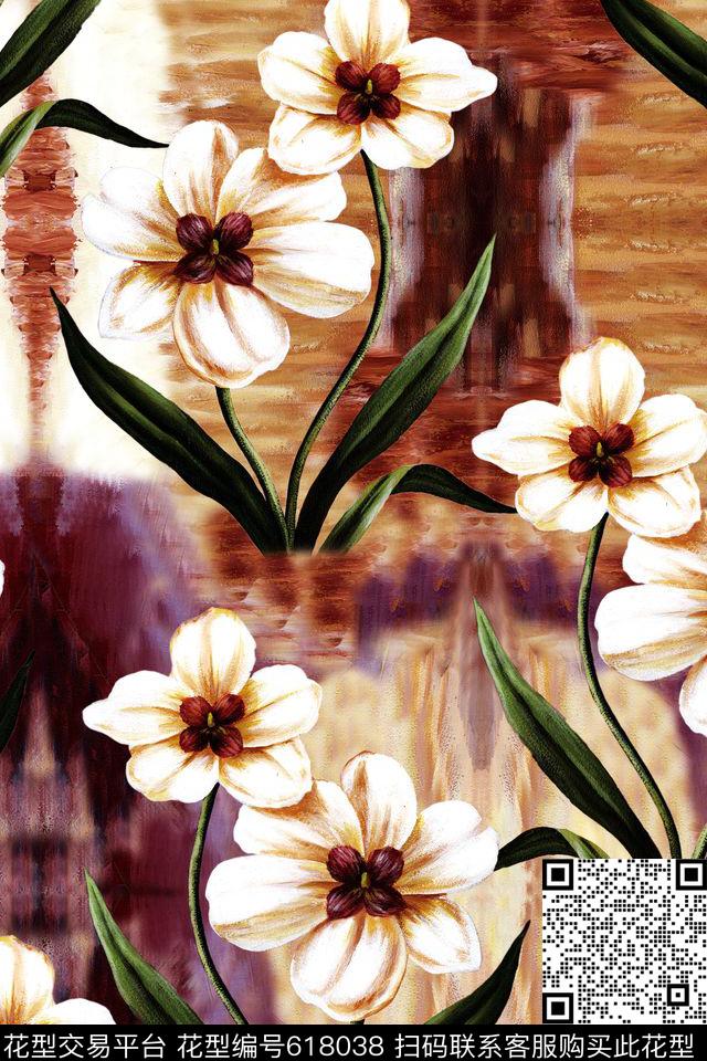 女装家纺花卉数码印花华亿平台下载（图片编号: 618038） - 瓦栏（Walan）