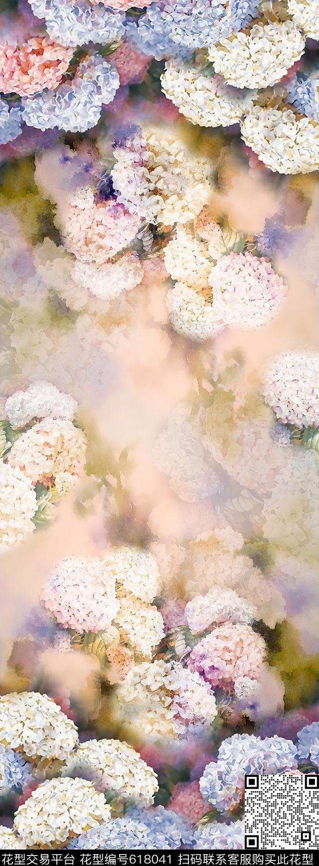 双边定位花卉长裙。围巾华亿平台数码印花华亿平台下载（图片编号: 618041） - 瓦栏（Walan）