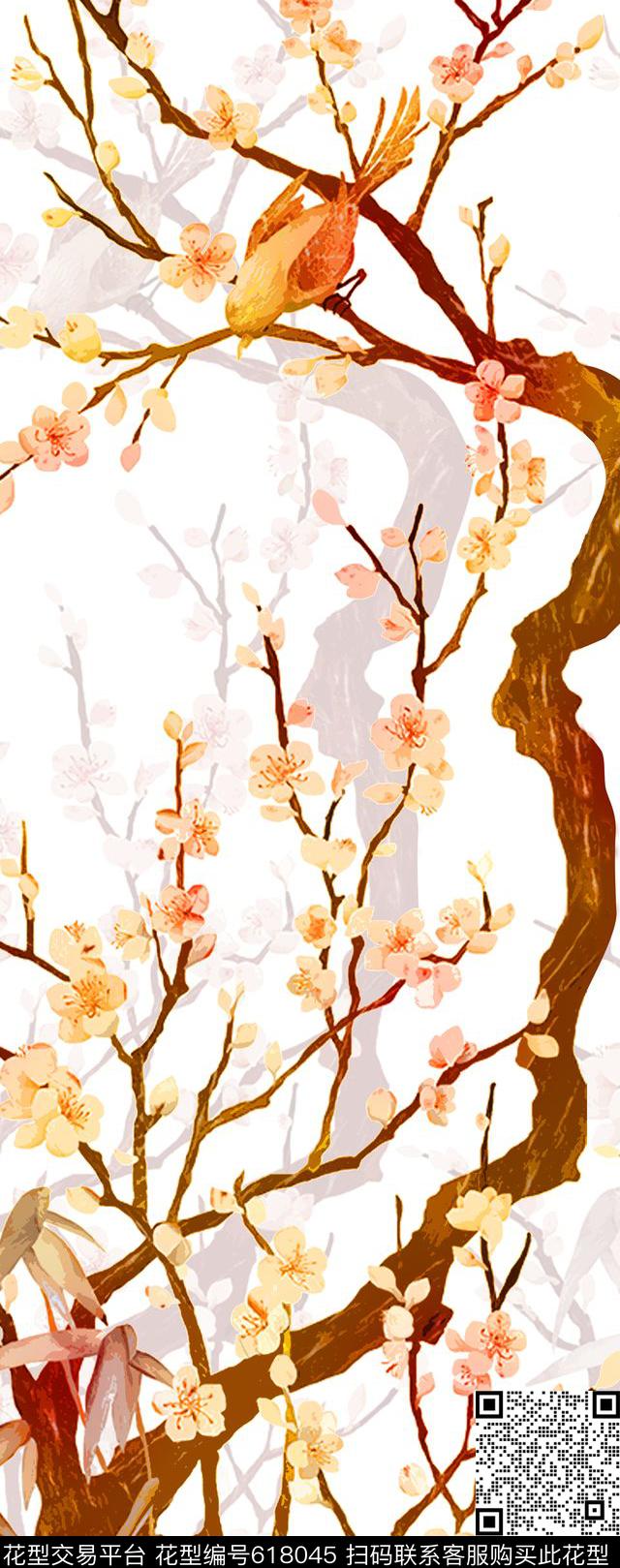 旗袍定位鸟数码印花华亿平台下载（图片编号: 618045） - 瓦栏（Walan）