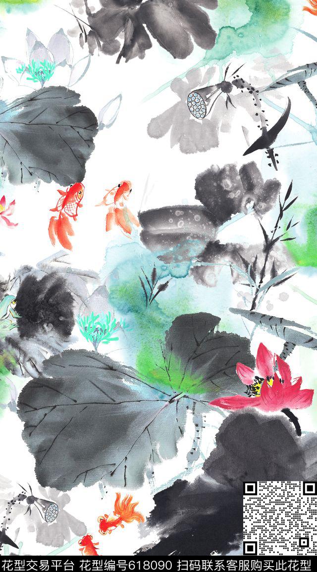 中国风民族风花卉数码印花华亿平台下载（图片编号: 618090） - 瓦栏（Walan）