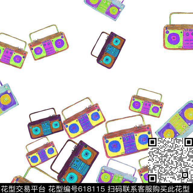 笔触故事性收音机数码印花华亿平台下载（图片编号: 618115） - 瓦栏（Walan）