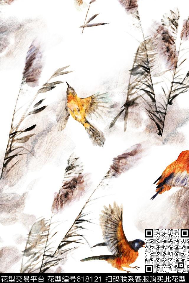 芦苇男装中国风数码印花华亿平台下载（图片编号: 618121） - 瓦栏（Walan）