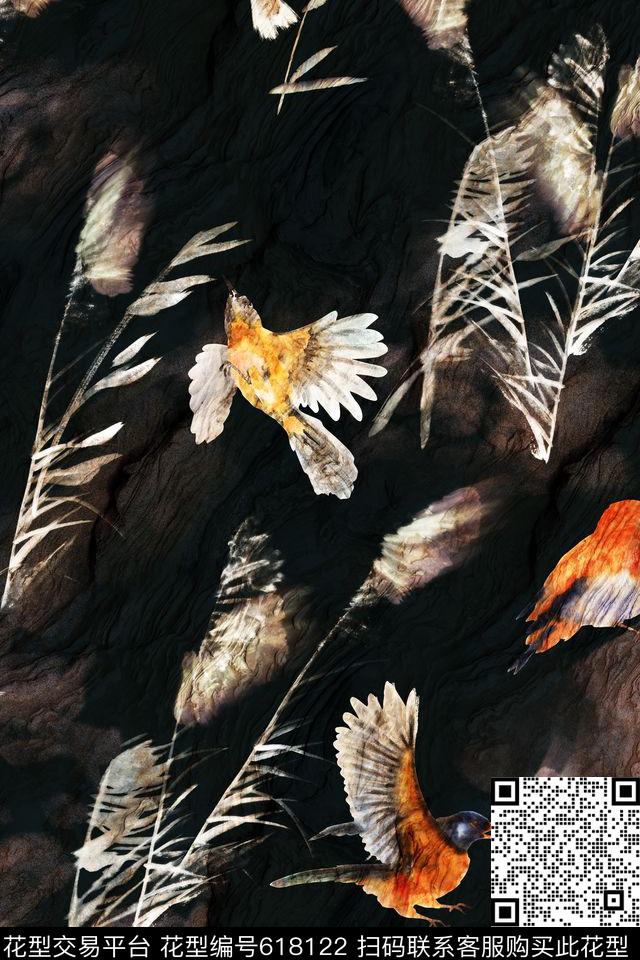 芦苇男装中国风数码印花华亿平台下载（图片编号: 618122） - 瓦栏（Walan）