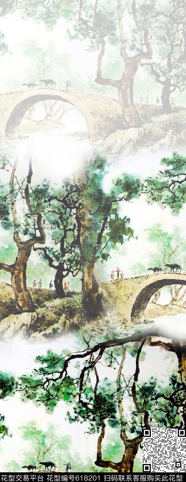 旗袍定位桥数码印花华亿平台下载（图片编号: 618201） - 瓦栏（Walan）