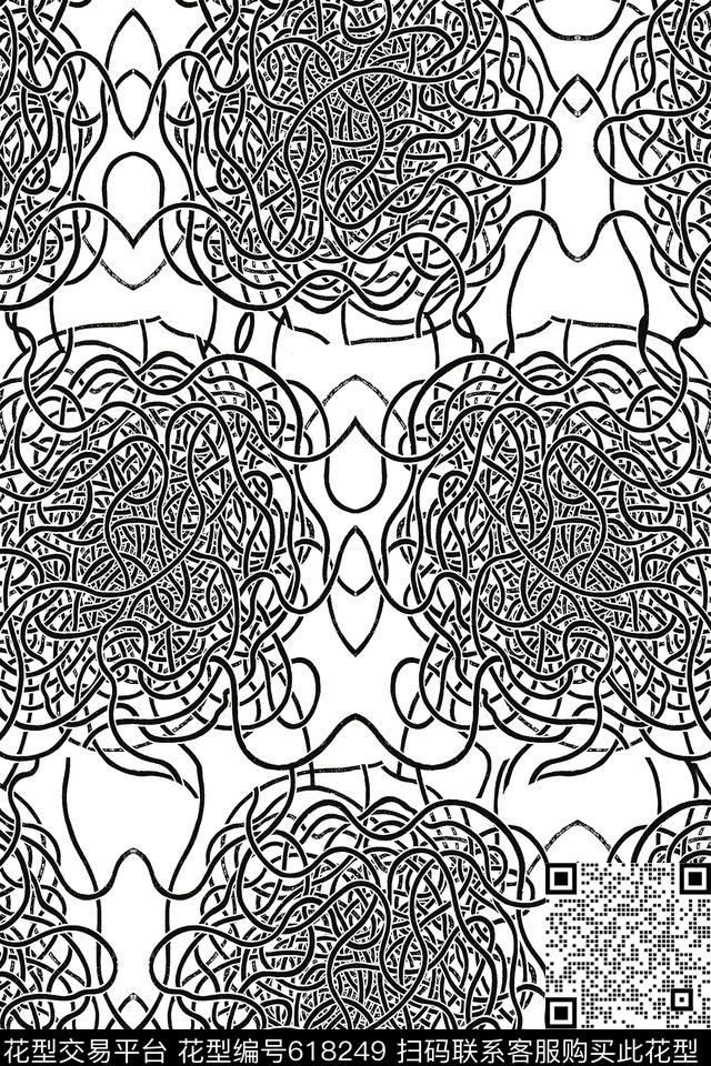 欧美休闲不规则几何线条传统印花华亿平台下载（图片编号: 618249） - 瓦栏（Walan）