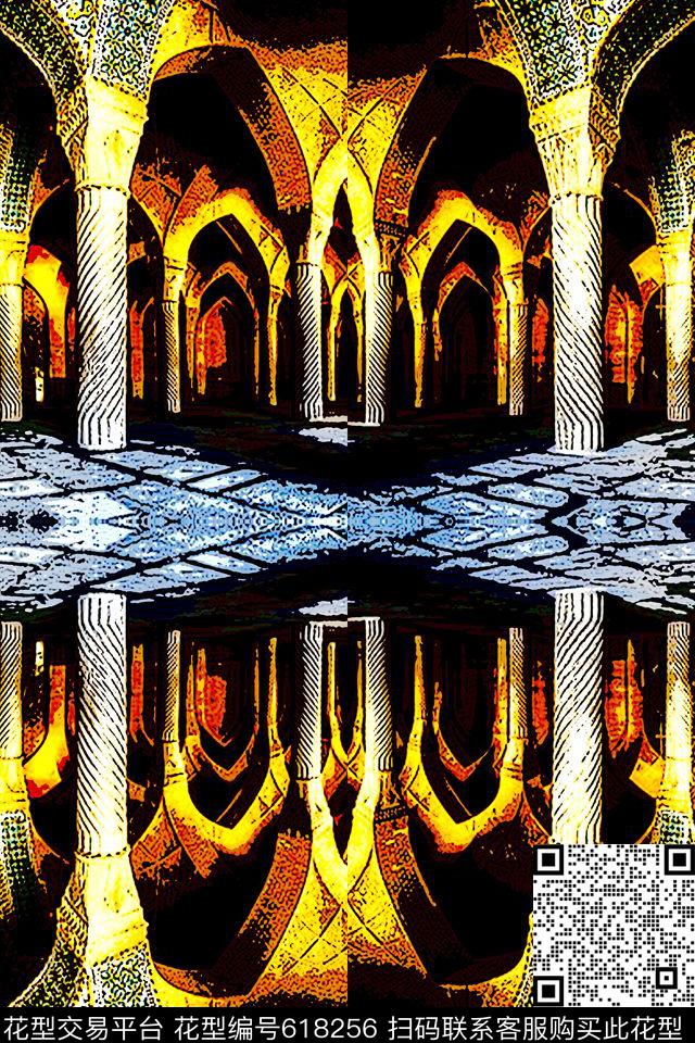 欧美休闲创意不规则几何数码印花华亿平台下载（图片编号: 618256） - 瓦栏（Walan）