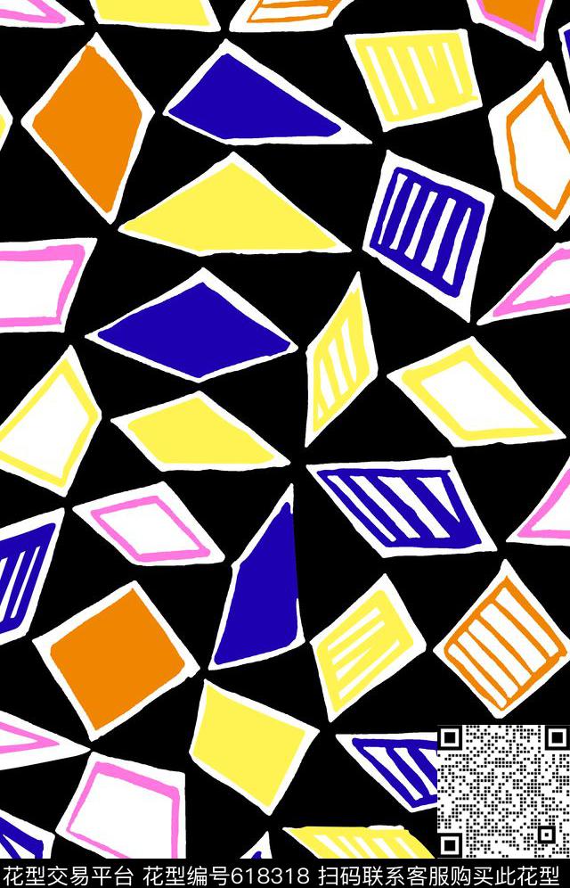 格子抽象块面传统印花华亿平台下载（图片编号: 618318） - 瓦栏（Walan）