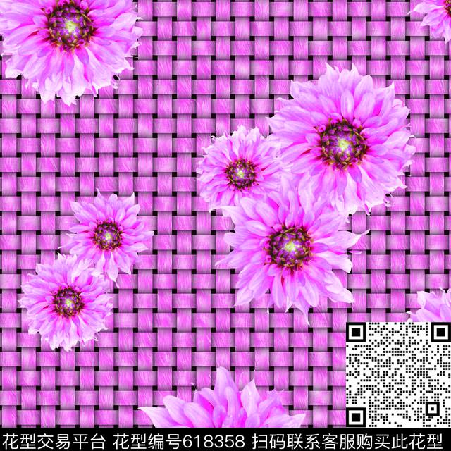植物花卉编织效果数码印花华亿平台下载（图片编号: 618358） - 瓦栏（Walan）