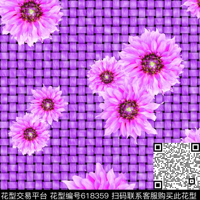 植物花卉编织效果数码印花华亿平台下载（图片编号: 618359） - 瓦栏（Walan）