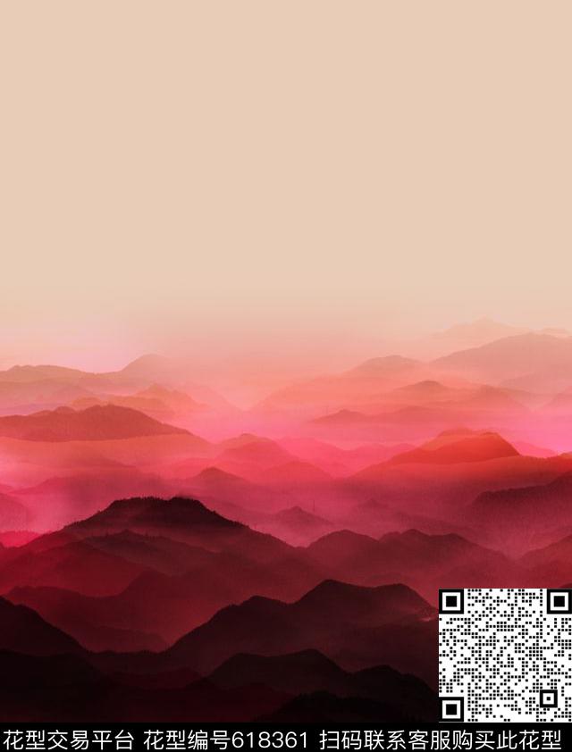 山川抽象个性数码印花华亿平台下载（图片编号: 618361） - 瓦栏（Walan）