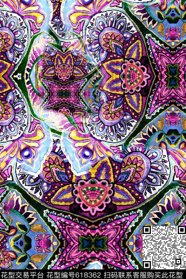 民族风编织纹理数码印花华亿平台下载（图片编号: 618362） - 瓦栏（Walan）