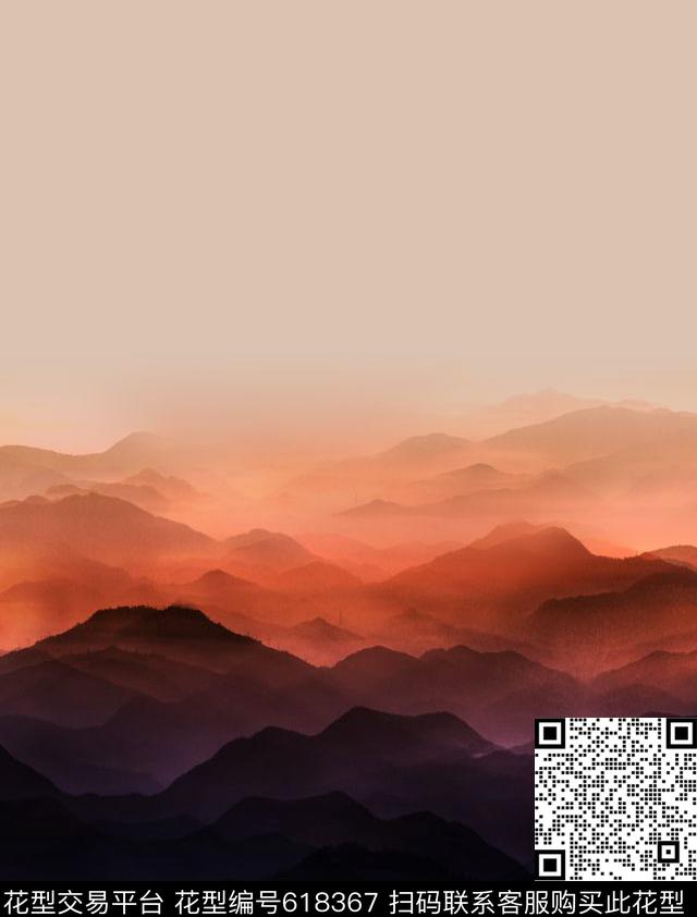 山川抽象个性数码印花华亿平台下载（图片编号: 618367） - 瓦栏（Walan）