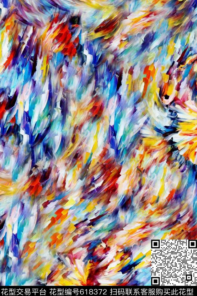 抽象油画笔刷纹理数码印花华亿平台下载（图片编号: 618372） - 瓦栏（Walan）