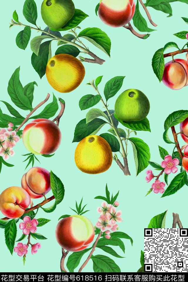水彩水果花卉数码印花华亿平台下载（图片编号: 618516） - 瓦栏（Walan）