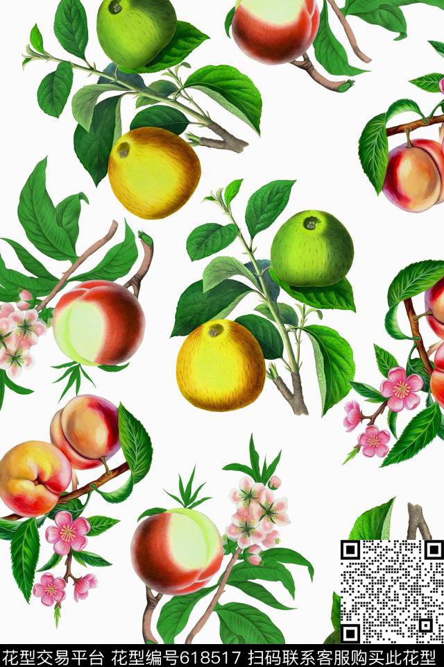 水彩水果花卉数码印花华亿平台下载（图片编号: 618517） - 瓦栏（Walan）