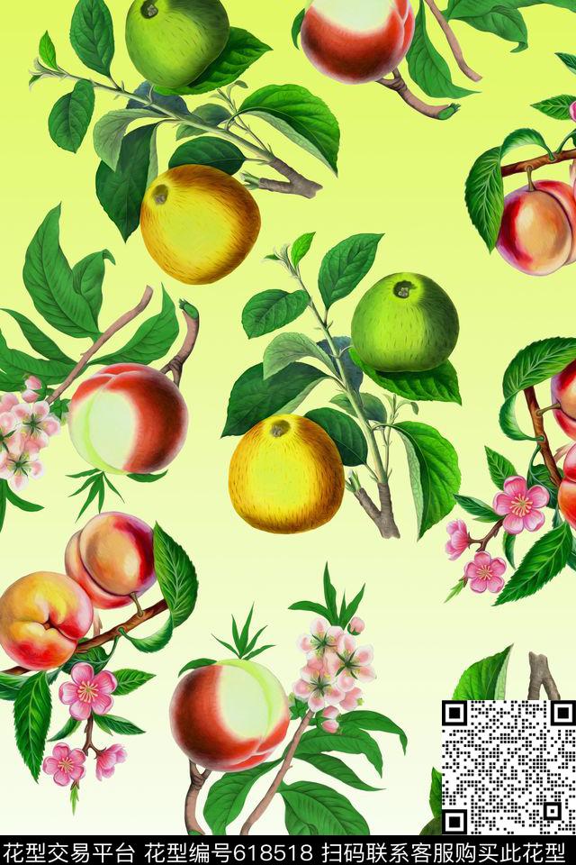 水彩水果花卉数码印花华亿平台下载（图片编号: 618518） - 瓦栏（Walan）