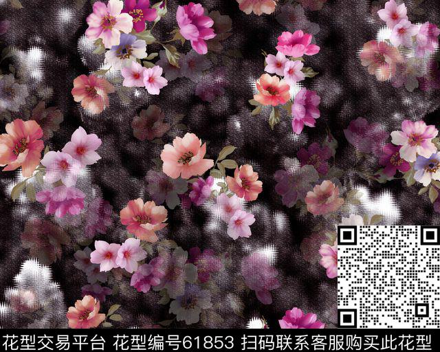 朦胧肌理花卉数码印花华亿平台下载（图片编号: 61853） - 瓦栏（Walan）