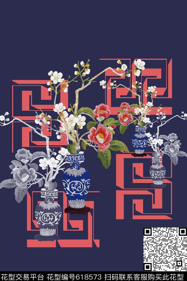 民族风图案中国风图案鸟昆虫图案数码印花华亿平台下载（图片编号: 618573） - 瓦栏（Walan）