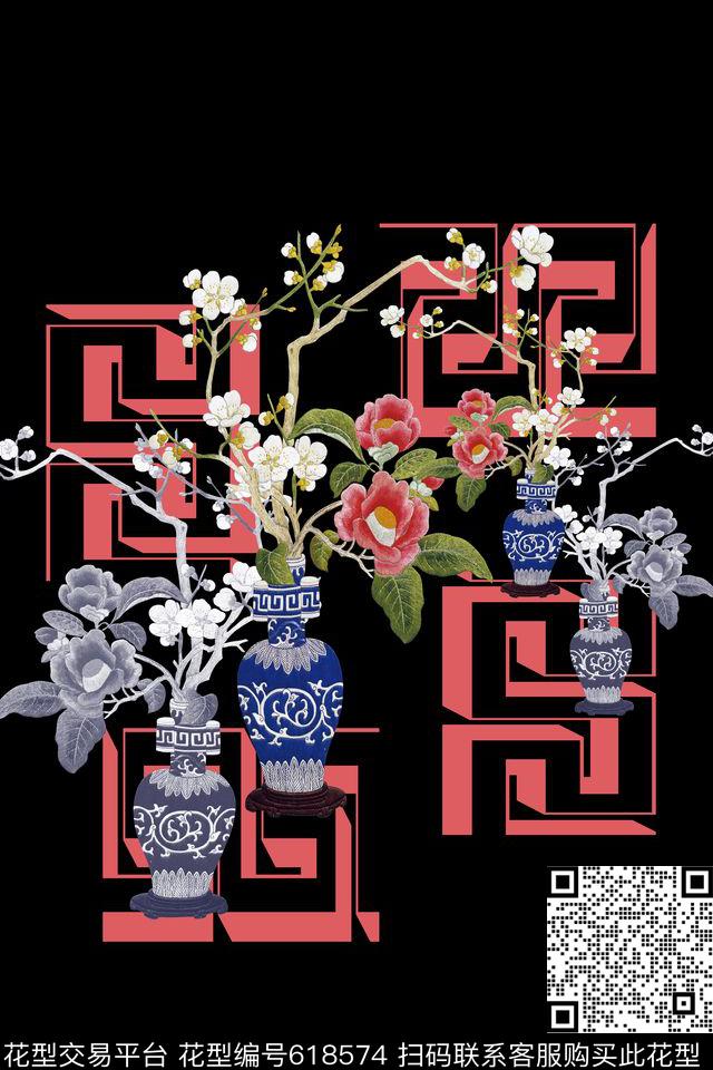 民族风图案中国风图案鸟昆虫图案数码印花华亿平台下载（图片编号: 618574） - 瓦栏（Walan）