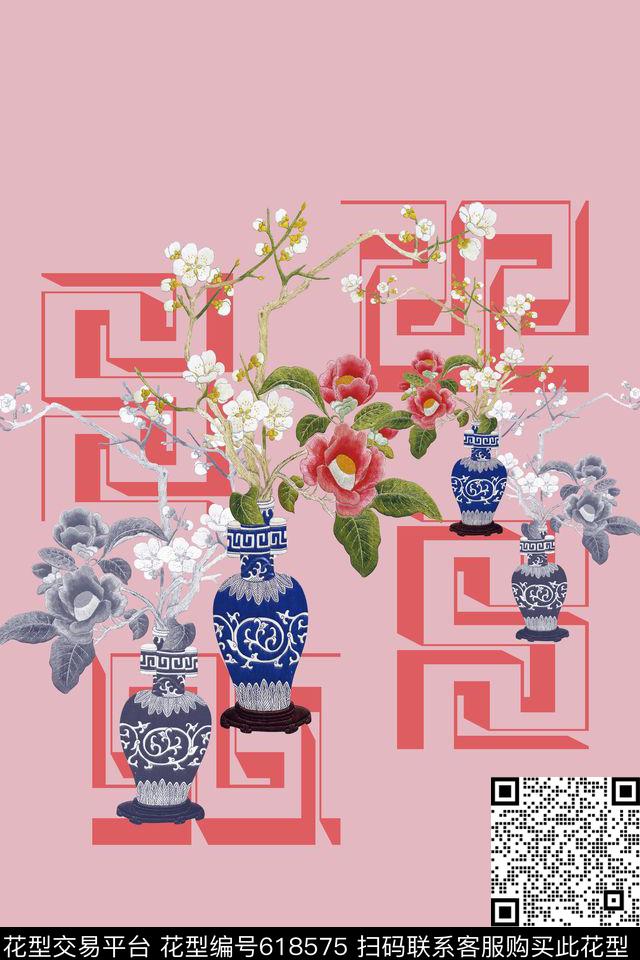 民族风图案中国风图案鸟昆虫图案数码印花华亿平台下载（图片编号: 618575） - 瓦栏（Walan）