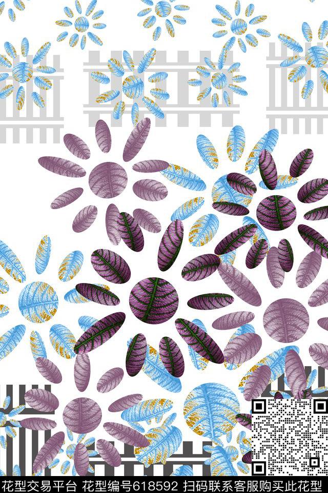 花朵花卉植物花卉数码印花华亿平台下载（图片编号: 618592） - 瓦栏（Walan）
