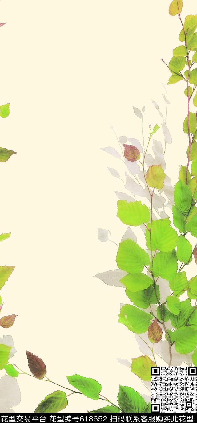叶子树叶树枝数码印花华亿平台下载（图片编号: 618652） - 瓦栏（Walan）