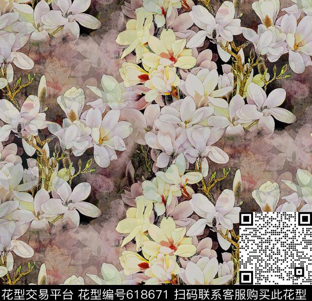 旗袍满版中老年数码印花华亿平台下载（图片编号: 618671） - 瓦栏（Walan）