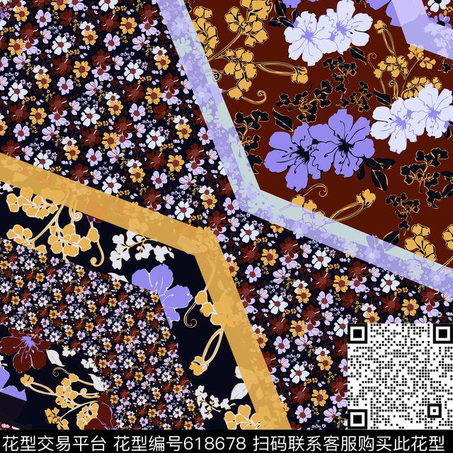 花卉几何休闲数码印花华亿平台下载（图片编号: 618678） - 瓦栏（Walan）