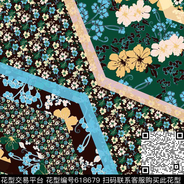 花卉几何休闲数码印花华亿平台下载（图片编号: 618679） - 瓦栏（Walan）