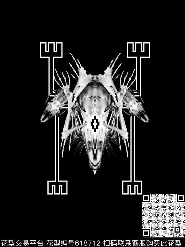 Marceloburlon潮牌建筑几何加骨骼数码印花华亿平台下载（图片编号: 618712） - 瓦栏（Walan）