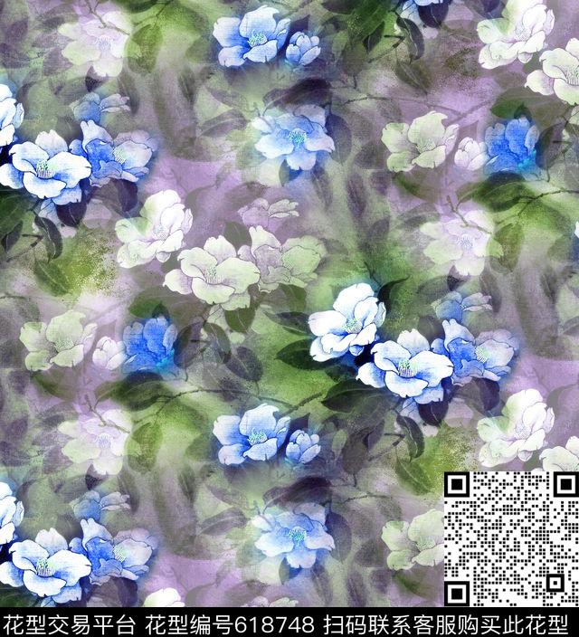 旗袍满版中老年数码印花华亿平台下载（图片编号: 618748） - 瓦栏（Walan）