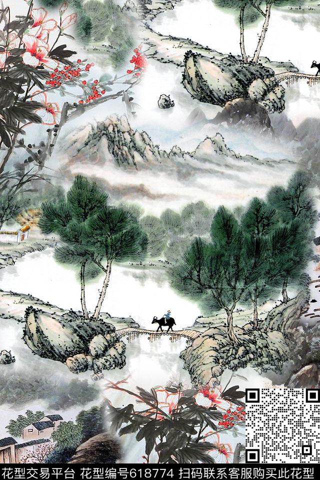 复古印花时尚创意设计中国风时尚潮流旗袍印花数码印花华亿平台下载（图片编号: 618774） - 瓦栏（Walan）