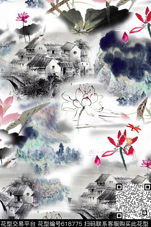 复古印花时尚创意设计中国风时尚潮流旗袍印花数码印花华亿平台下载（图片编号: 618775） - 瓦栏（Walan）