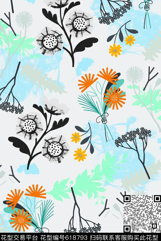 女装清新现代风格数码印花华亿平台下载（图片编号: 618793） - 瓦栏（Walan）